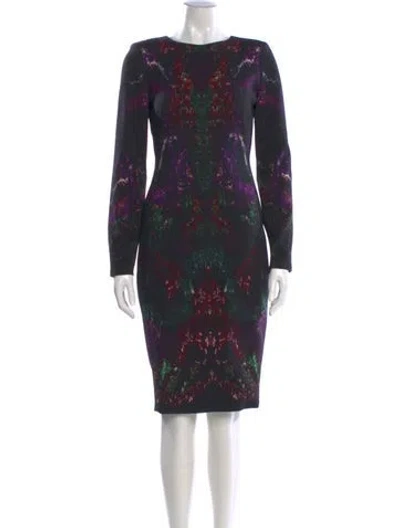 Pre-owned Alexander Mcqueen Virgin Wool Midi Length Dress In Black