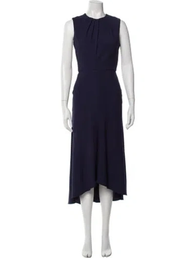 Pre-owned Alexander Mcqueen Virgin Wool Midi Length Dress In Blue
