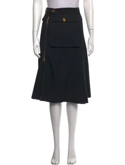 Pre-owned Alexander Mcqueen Virgin Wool Midi Length Skirt In Black