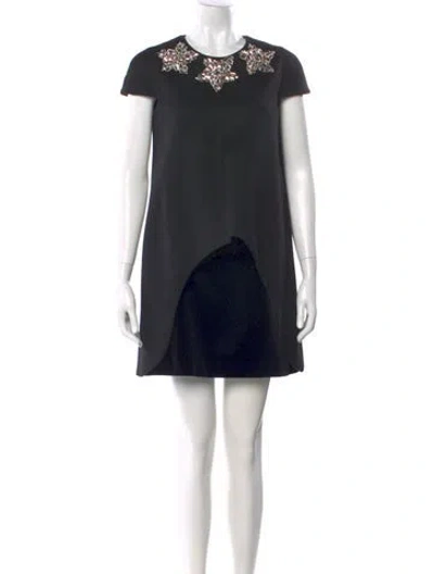 Pre-owned Alexander Mcqueen Virgin Wool Mini Dress In Black