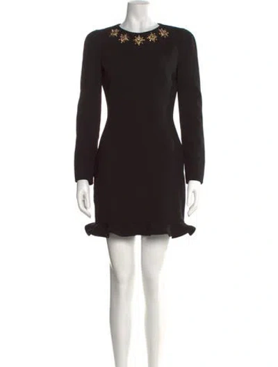 Pre-owned Alexander Mcqueen Virgin Wool Mini Dress In Black
