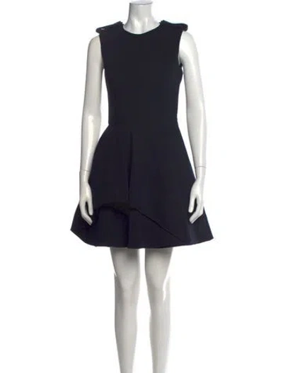 Pre-owned Alexander Mcqueen Virgin Wool Mini Dress In Black