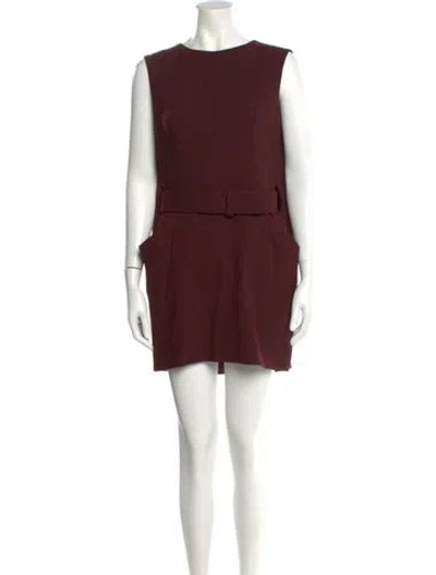 Pre-owned Alexander Mcqueen Virgin Wool Mini Dress In Burgundy