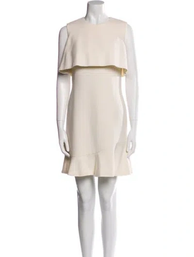 Pre-owned Alexander Mcqueen Virgin Wool Mini Dress In Neutral