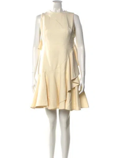 Pre-owned Alexander Mcqueen Virgin Wool Mini Dress In Neutral