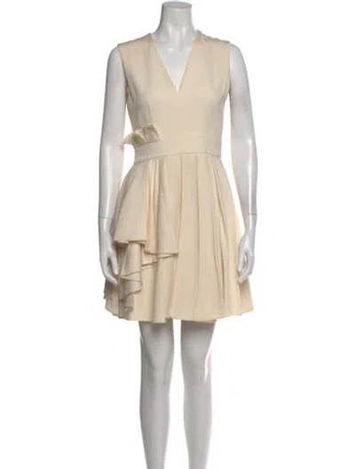 Pre-owned Alexander Mcqueen Virgin Wool Mini Dress In Neutral