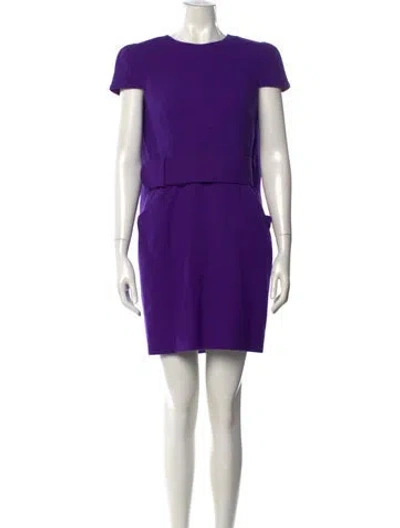 Pre-owned Alexander Mcqueen Virgin Wool Mini Dress In Purple