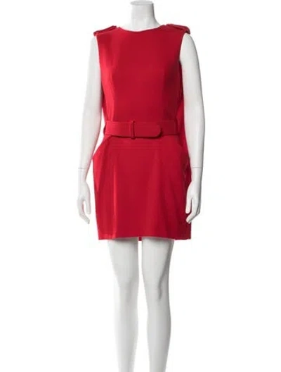Pre-owned Alexander Mcqueen Virgin Wool Mini Dress In Red