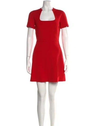 Pre-owned Alexander Mcqueen Virgin Wool Mini Dress In Red