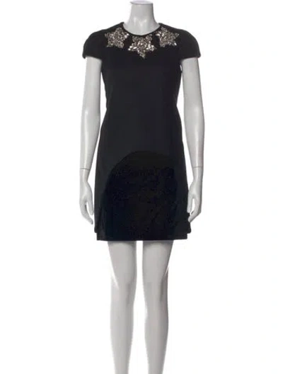 Pre-owned Alexander Mcqueen Virgin Wool Mini Dress W/ Tags In Black