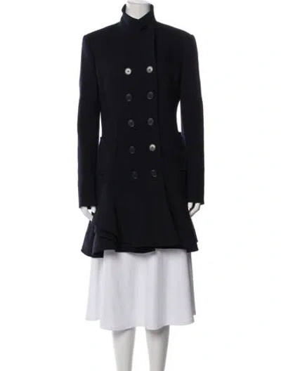 Pre-owned Alexander Mcqueen Virgin Wool Peacoat In Blue