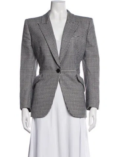 Pre-owned Alexander Mcqueen Virgin Wool Plaid Print Blazer In Neutrals