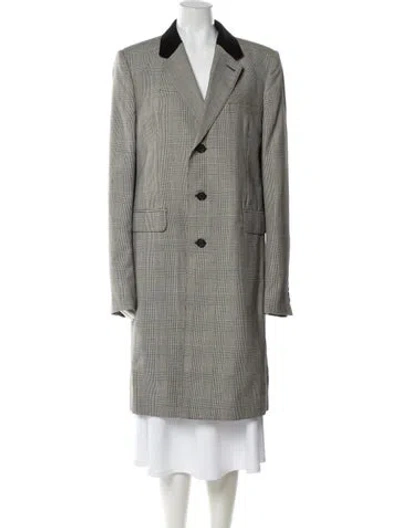 Pre-owned Alexander Mcqueen Virgin Wool Plaid Print Peacoat In Gray