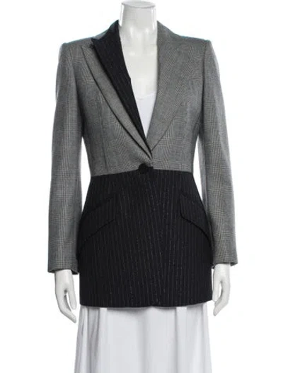 Pre-owned Alexander Mcqueen Virgin Wool Striped Blazer In Black