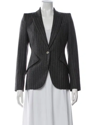 Pre-owned Alexander Mcqueen Virgin Wool Striped Blazer In Gray