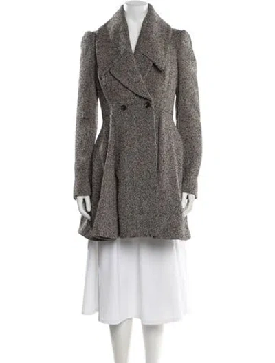Pre-owned Alexander Mcqueen Virgin Wool Tweed Pattern Faux Fur Coat