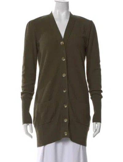 Pre-owned Alexander Mcqueen Virgin Wool V-neck Sweater In Green