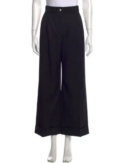 Pre-owned Alexander Mcqueen Virgin Wool Wide Leg Pants In Black
