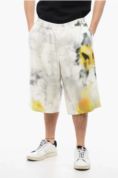 ALEXANDER MCQUEEN VISCOSE BLURRED SHORTS WITH ELASTIC WAISTBAND