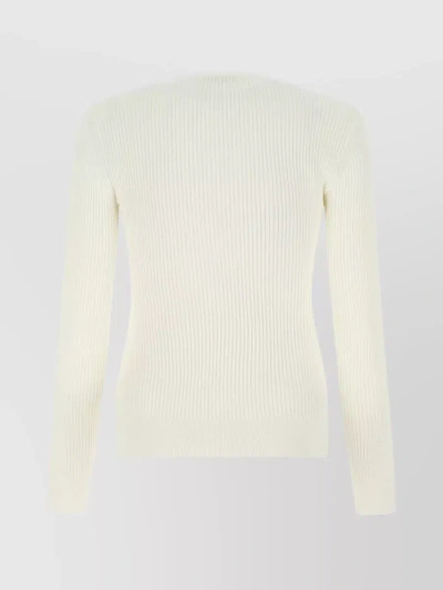 Alexander Mcqueen Viscose Knit Sweater With Asymmetrical Button Detail In Cream