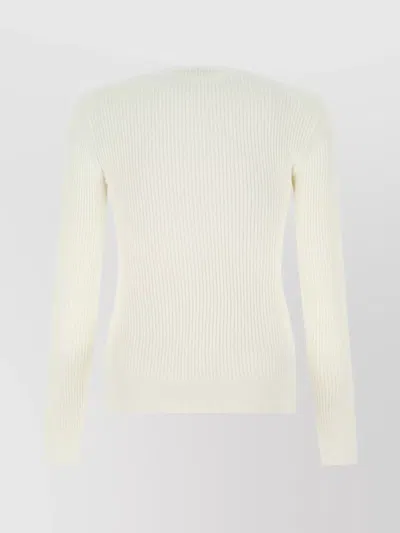 Alexander Mcqueen Viscose Knit Sweater With Asymmetrical Button Detail In Cream