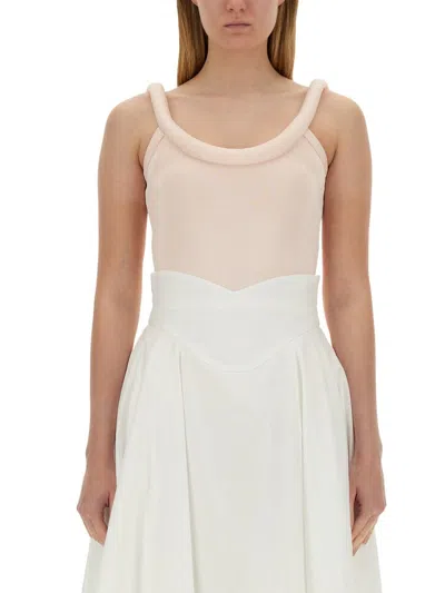 Alexander Mcqueen Alexander Mc Queen Tops With Logo In Neutral