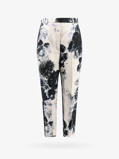 ALEXANDER MCQUEEN VISCOSE TROUSER WITH FLORAL PRINT
