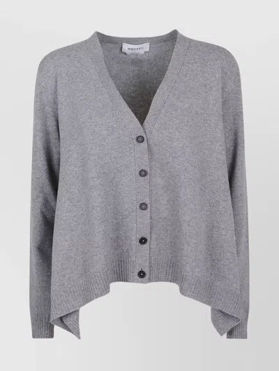 ALEXANDER MCQUEEN VNECK CARDIGAN WITH VOLUME AND RIBBED HEM