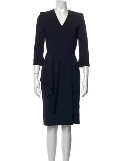 Pre-owned Alexander Mcqueen V-neck Knee-length Dress In Black