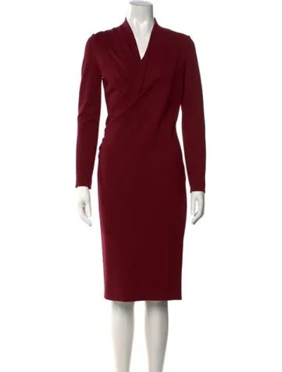 Pre-owned Alexander Mcqueen V-neck Knee-length Dress In Red