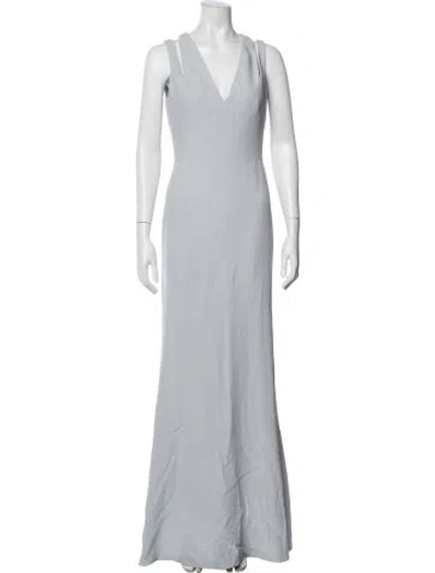 Pre-owned Alexander Mcqueen V-neck Long Dress In Blue