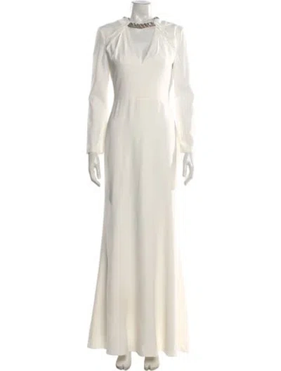 Pre-owned Alexander Mcqueen V-neck Long Dress W/ Tags In Neutral
