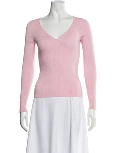 Pre-owned Alexander Mcqueen V-neck Long Sleeve Top In Pink