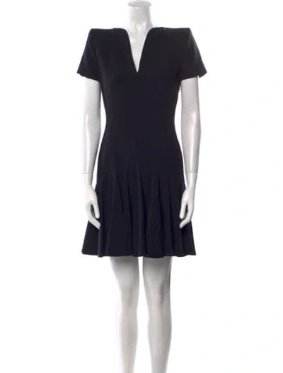 Pre-owned Alexander Mcqueen V-neck Mini Dress In Black