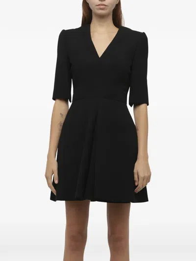 Alexander Mcqueen V-neck Mini Dress In Black