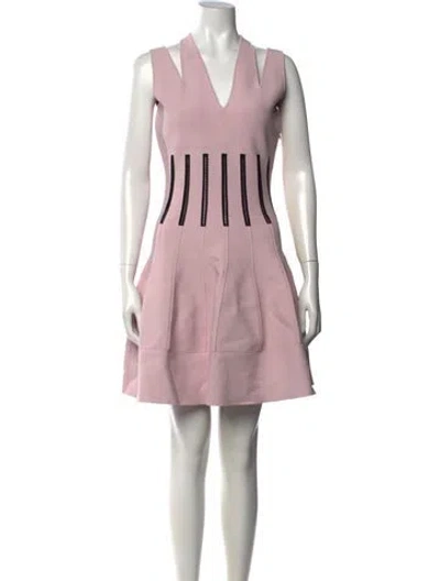 Pre-owned Alexander Mcqueen V-neck Mini Dress In Pink