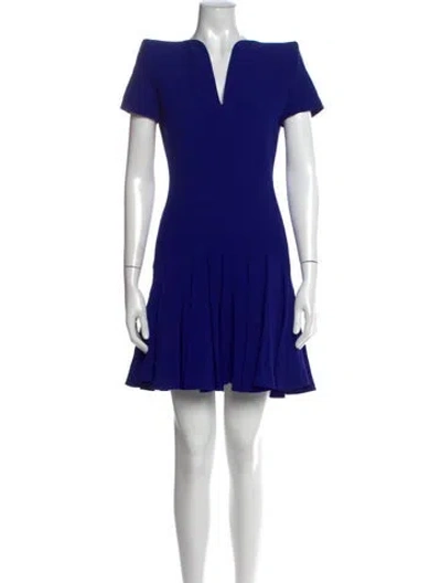 Pre-owned Alexander Mcqueen V-neck Mini Dress W/ Tags In Blue