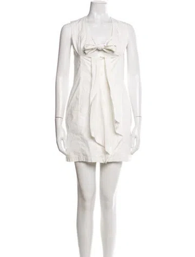 Pre-owned Alexander Mcqueen V-neck Mini Dress In White