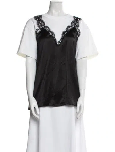 Pre-owned Alexander Mcqueen V-neck Short Sleeve Blouse In Black