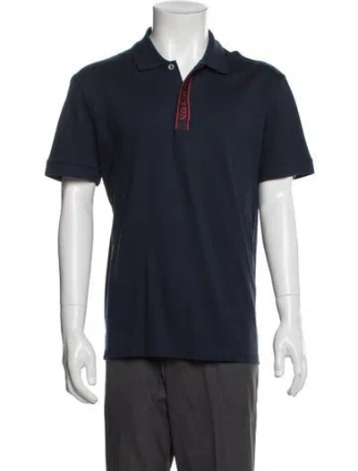 Pre-owned Alexander Mcqueen V-neck Short Sleeve Polo Shirt In Blue