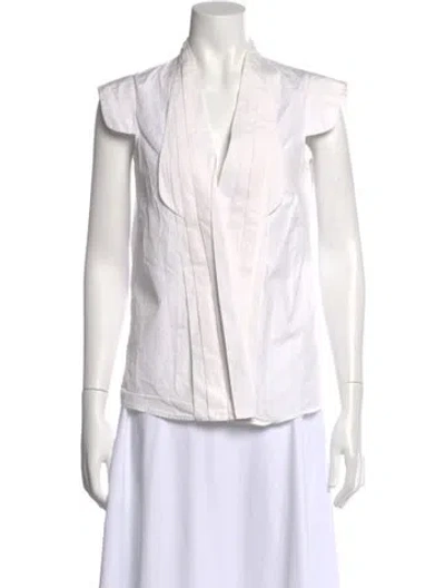 Pre-owned Alexander Mcqueen V-neck Sleeveless Blouse In White