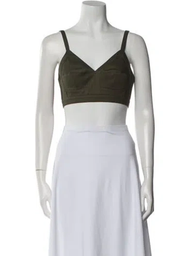 Pre-owned Alexander Mcqueen V-neck Sleeveless Crop Top W/ Tags In Green