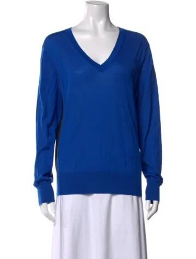 Pre-owned Alexander Mcqueen V-neck Sweater In Blue
