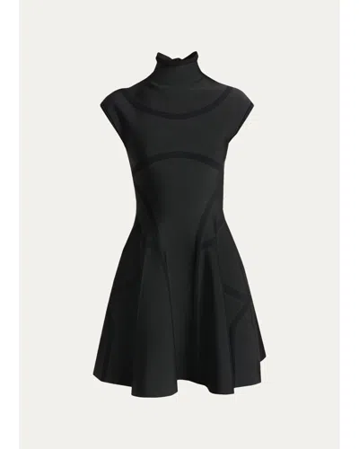 Alexander Mcqueen Volume Fit & Flare Mini Dress In Black
