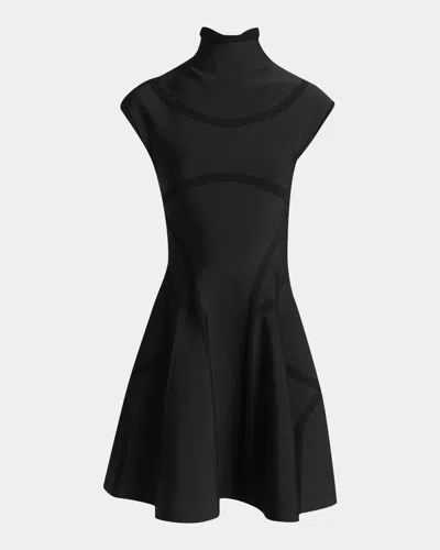 Alexander Mcqueen Volume Fit & Flare Mini Dress In Black