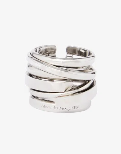 Pre-owned Alexander Mcqueen W Tags  Fine Accumulation Stacked Ring In Silver In Multi
