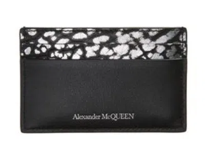 Pre-owned Alexander Mcqueen W Tags  Leather Card Case In Leopard Print, Black/white