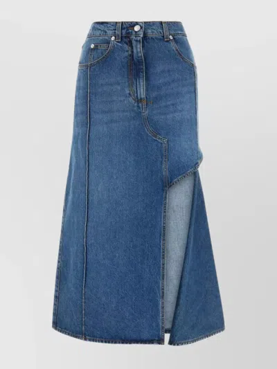 ALEXANDER MCQUEEN WAIST BELTED DENIM SKIRT