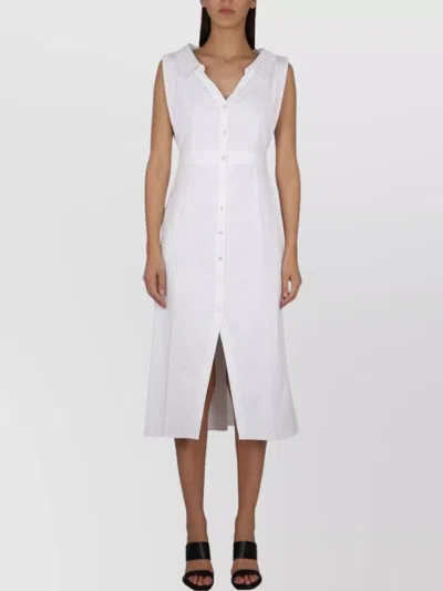 Alexander Mcqueen Waist Belted Midi Length Sleeveless Dress In White