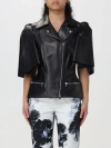 Alexander Mcqueen Women Sleeveless Leather Jacket With Knotted Drapery In Black
